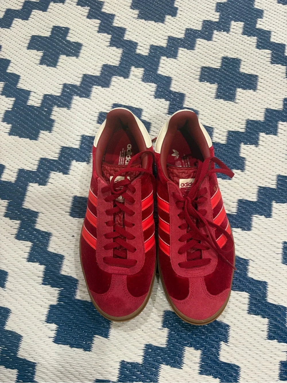 Adidas Gazelle Bold Bright Red Velvet Sneakers (Women's) Size 7.5 - Picture 3 of 9